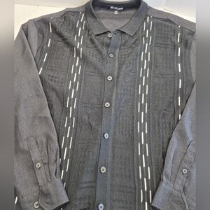 Stacy Adams Walking Suit Shirt Men's 3XL Black Button Up Long Sleeve Collar